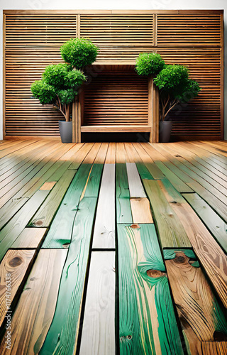 wooden bench in the garden