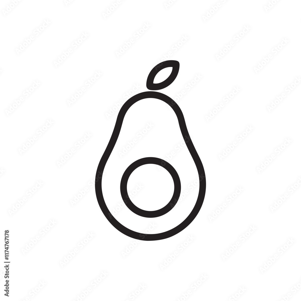 Minimalist Avocado Line Art Vector Icon for Design Projects Minimalist Avocado Line Art Vector Icon for Design Projects