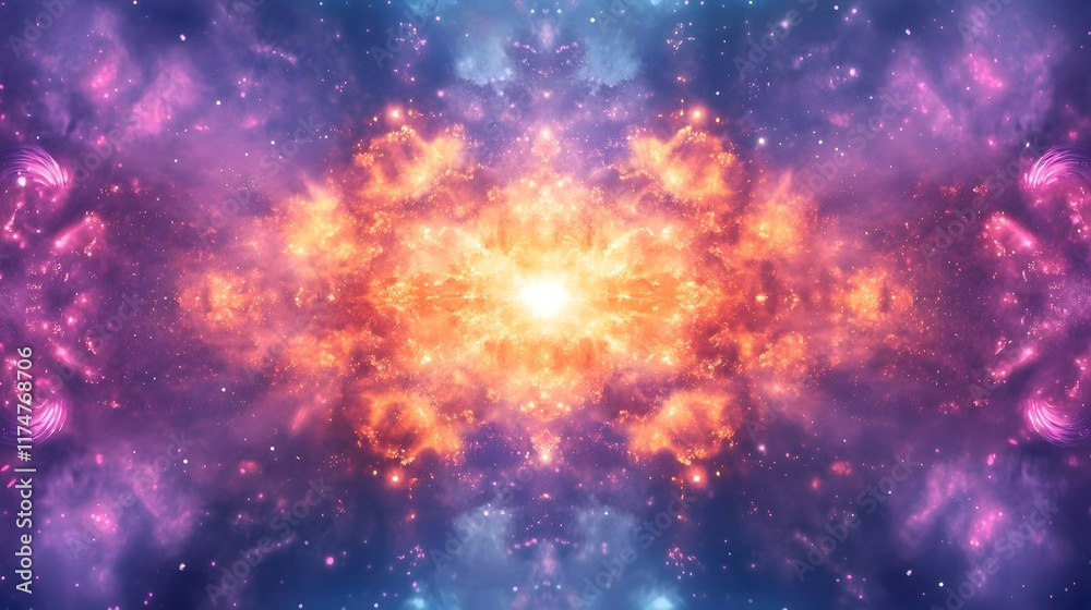 Mesmerizing cosmic explosion of radiant luminous energy in an abstract futuristic galaxy scene filled with swirling clouds of color light and dynamic energy Mesmerizing cosmic explosion of radiant luminous energy in an abstract futuristic galaxy scene filled with swirling clouds of color light and dynamic energy