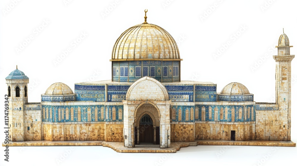 Obraz premium The Dome of the rock, Al-Aqsa Mosque, Jerusalem , Palestine.isolated on white 