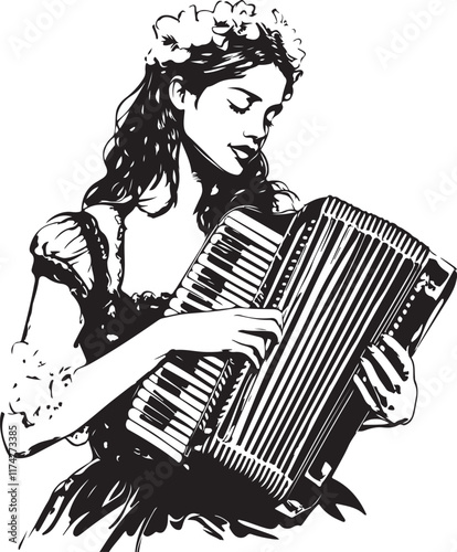 girl with a accordion