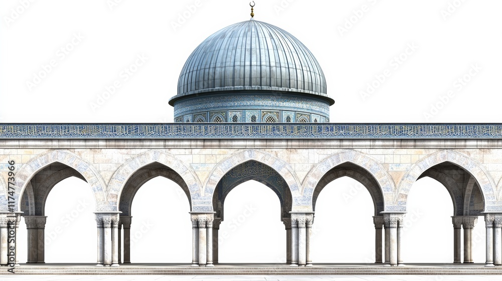 Obraz premium The Dome of the rock, Al-Aqsa Mosque, Jerusalem , Palestine.isolated on white