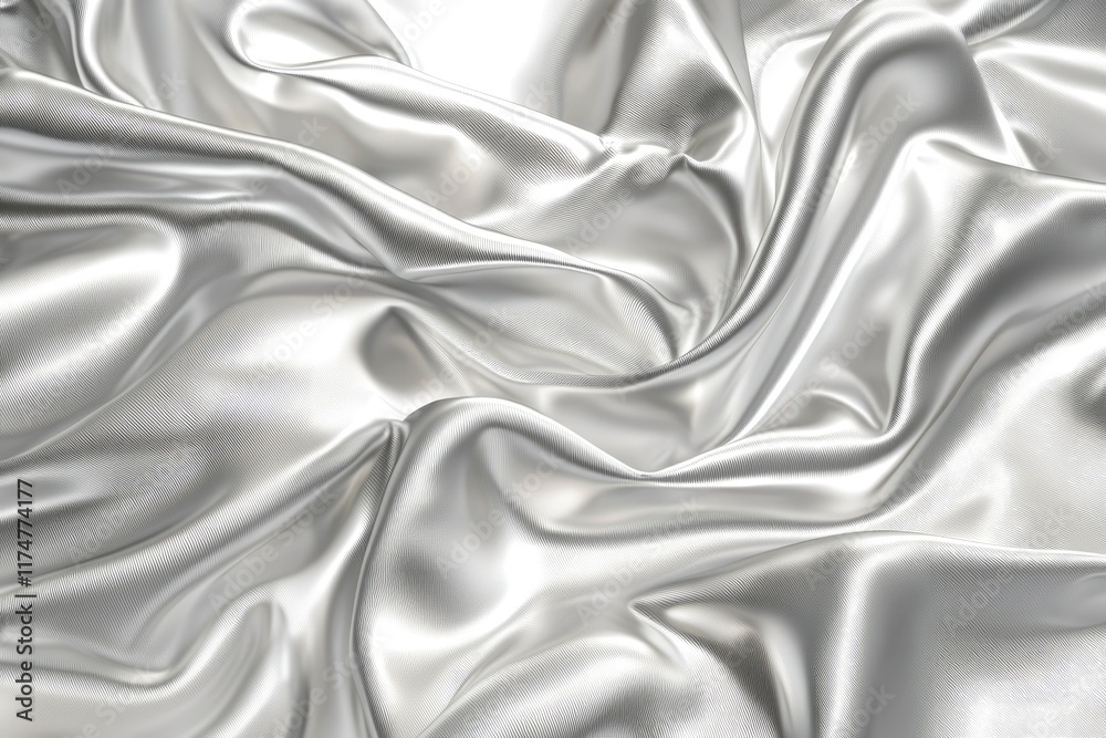 Obraz premium Silver Silk Fabric Draped In Soft Waves