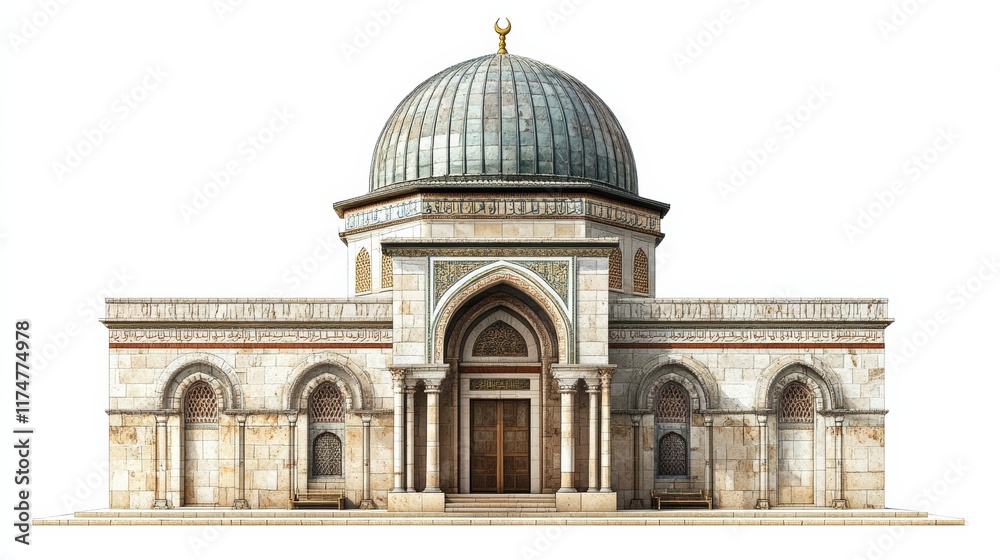 Obraz premium The Dome of the rock, Al-Aqsa Mosque, Jerusalem , Palestine.isolated on white