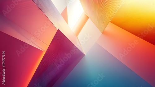 Sleek and Radiant Geometric Abstract Digital Art Blending Optical Gradients and Textured Intersecting Shapes into a Vibrant Contemporary and Futuristic Composition