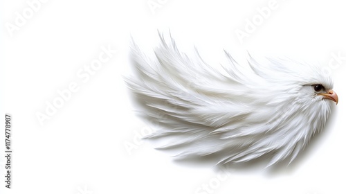 Feathers of Freedom: A close-up of a majestic white eagle, its feathers billowing like clouds, evokes a sense of serenity and power. photo