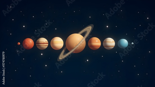 Planetary Parade with Aligned Solar System Planets photo