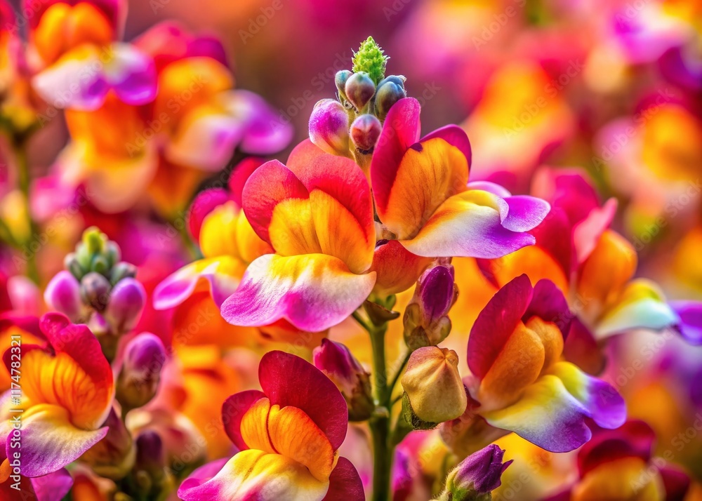 Close-up of Vibrant Moroccan Toadflax Flowers, Botanical Photography