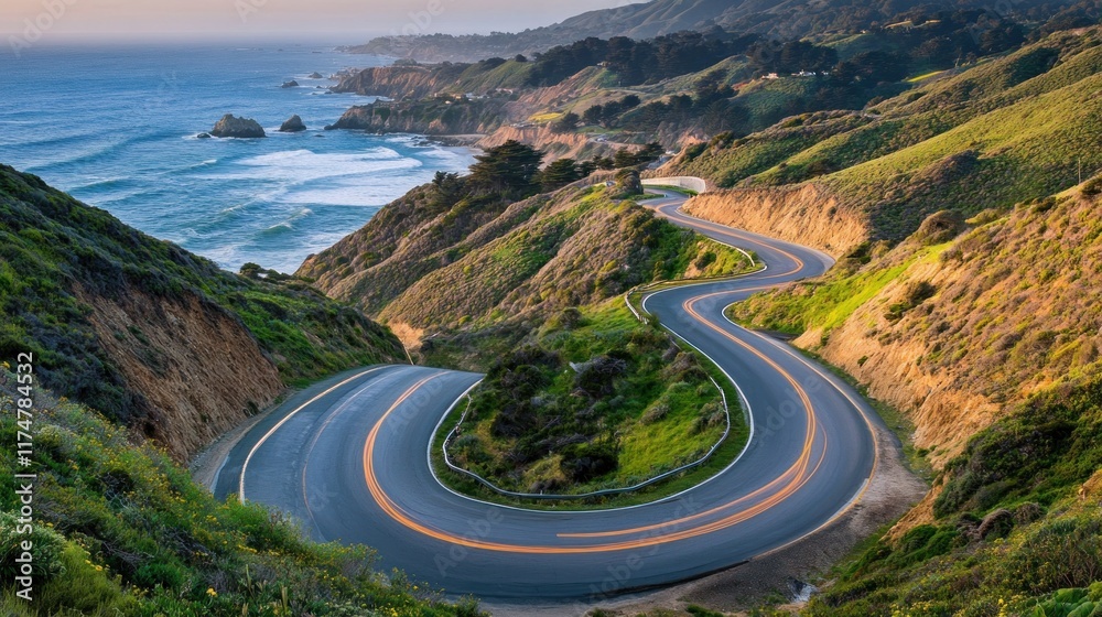Winding Coastal Road with Stunning Ocean Views Winding Coastal Road with Stunning Ocean Views