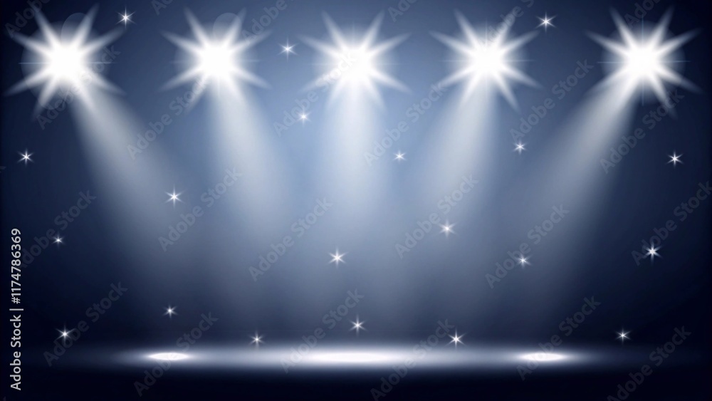 White scene on with spotlights. Vector illustration.
White scene on with spotlights. Vector illustration.
