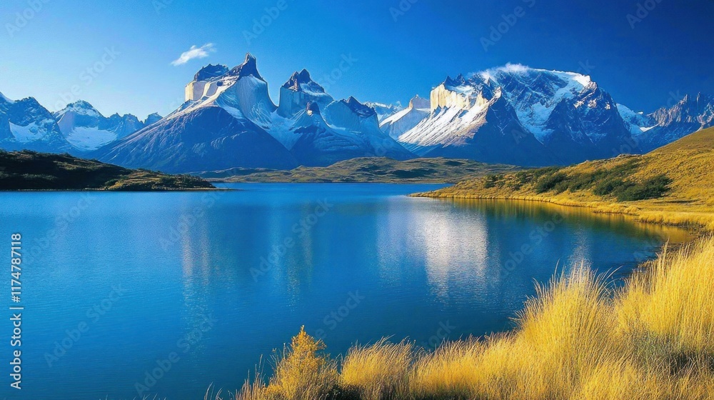 Serene Mountain Lake with Majestic Peaks Serene Mountain Lake with Majestic Peaks