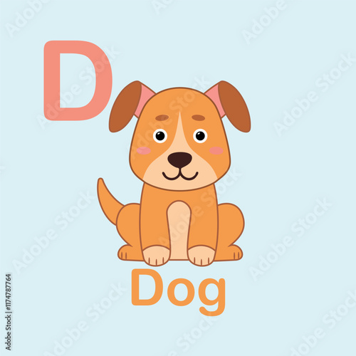 Minimalist Dog Illustration for Kids Alphabet