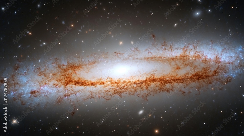 Fototapeta premium Majestic Spiral Galaxy Amidst Distant Stars and Nebulae