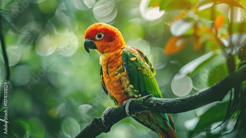 Beautiful cute parrot from Papua New Guinea. Birds in natural habitat, AI generated image photo