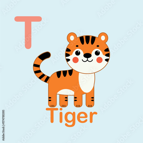 Minimalist Tiger Illustration for Kids Alphabet