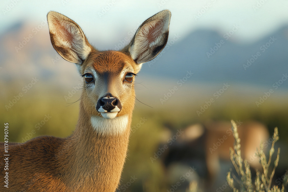 Obraz premium close up of deer natural habitat, showcasing its features and surroundings. serene environment highlights beauty of wildlife