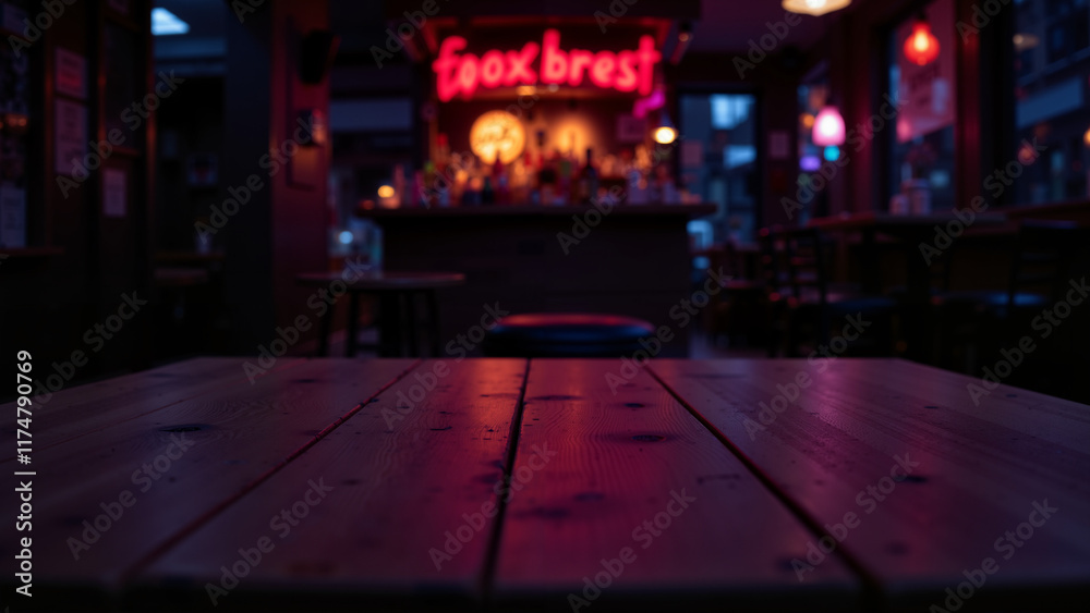 Table in the pub. The second plan is blurry.