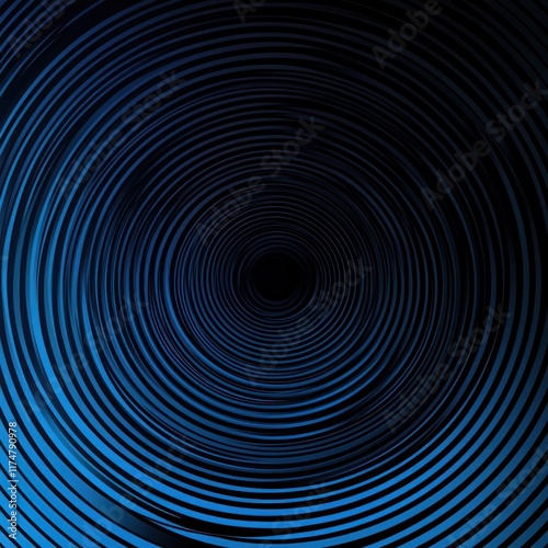 Abstract swirling blue concentric circles converging to a dark center.