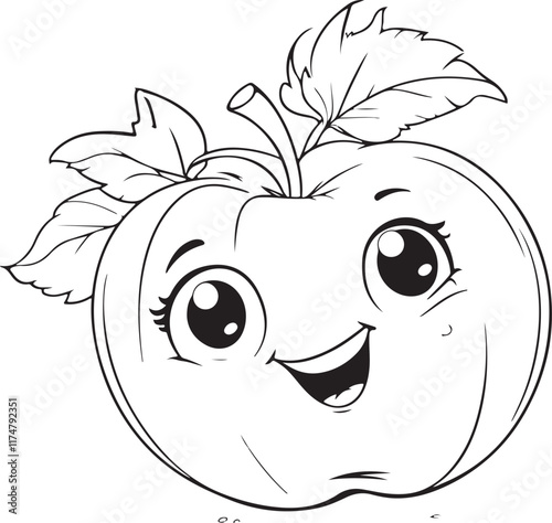 cartoon apple with a worm