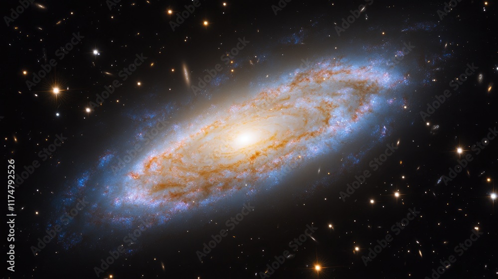 Fototapeta premium Majestic Spiral Galaxy Amidst Distant Stars and Nebulae