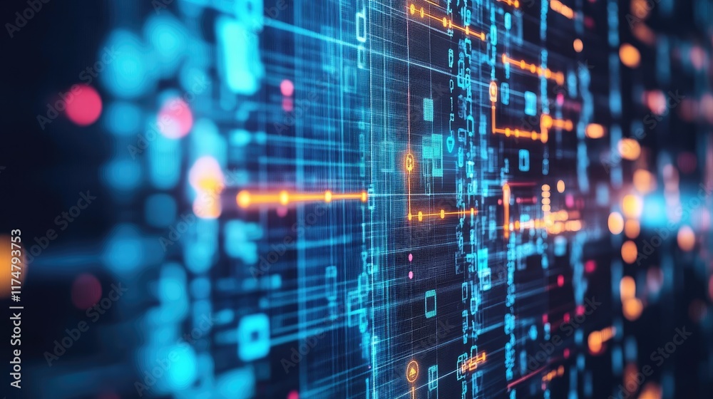 Fototapeta premium Abstract Digital Data Flow Network Visualization