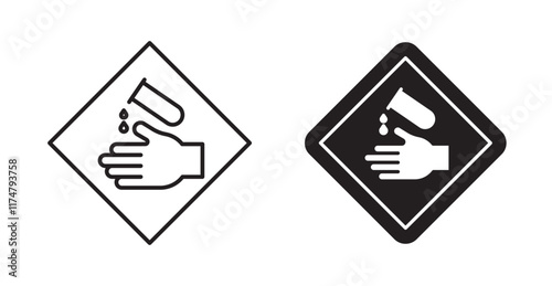 Corrosive acid safety signs vector pack for web designs