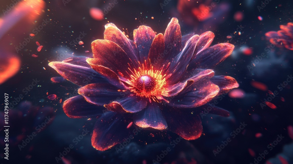 Glowing Ember Flower Cosmic Bloom Artistic Render Glowing Ember Flower Cosmic Bloom Artistic Render