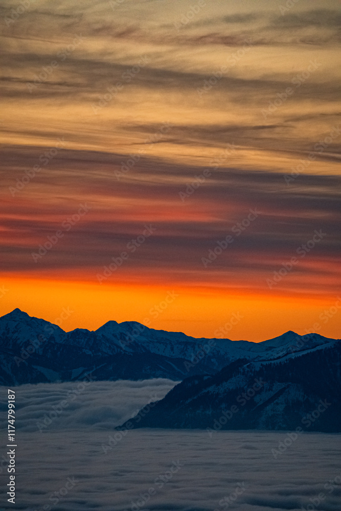 Sonnenuntergang Rennfeld - Hochsteiermark - Alpen - Nebel Sonnenuntergang Rennfeld - Hochsteiermark - Alpen - Nebel