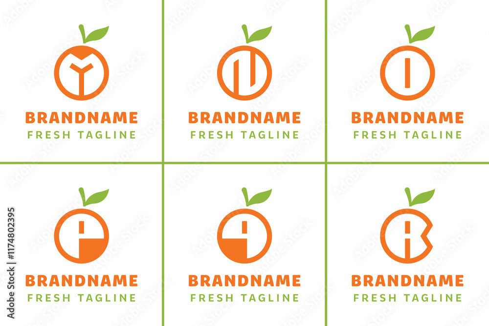 Letter M N O P Q R Orange Citrus Logo, symbolizes freshness, nature, and organic Letter M N O P Q R Orange Citrus Logo, symbolizes freshness, nature, and organic