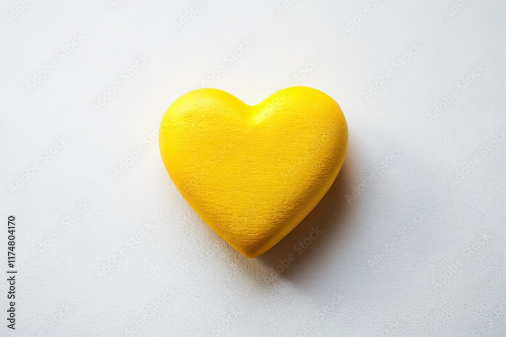 A joyful yellow heart against a pristine white background: perfect love imagery. A joyful yellow heart against a pristine white background: perfect love imagery.