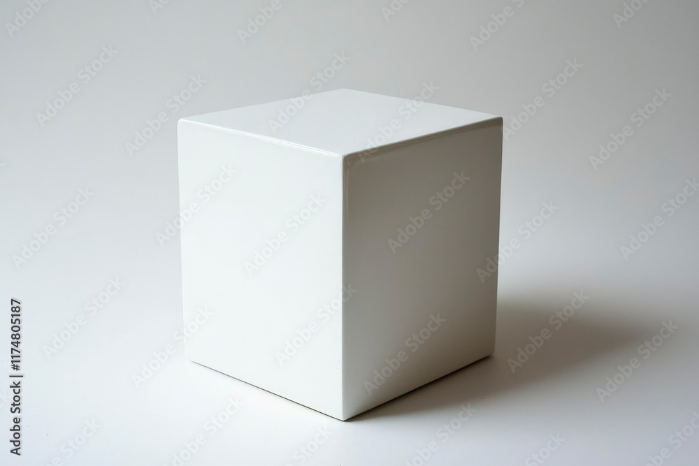 A Single White Cube Sits On A White Surface A Single White Cube Sits On A White Surface