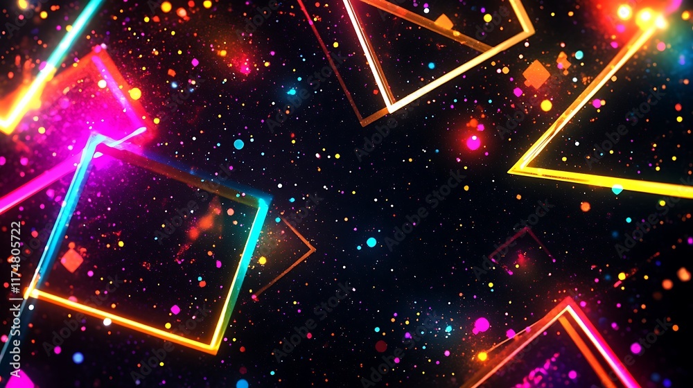 Obraz premium Neon Cubes Sparkle in Cosmic Dust