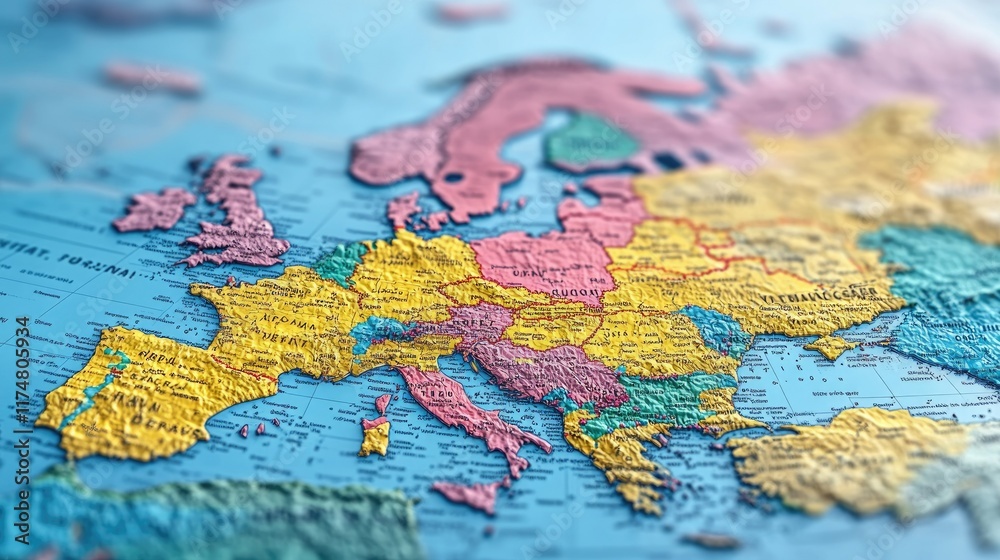 Naklejka premium Romania Highlighted on the World Map with Close Up View