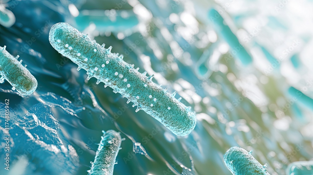 Fototapeta premium Microscopic Image Showing Rod Shaped Bacteria