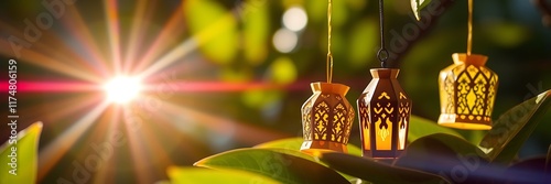 Ramadan Kareem and Eid Mubarak Greetings with Festive Islamic Designs