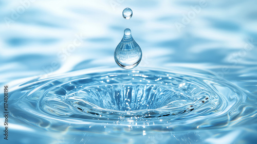 bubbles in water, water drop splash, transparent water, water ripples, waves, clear and hydrating liquid