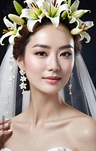portrait of a bride with flowers