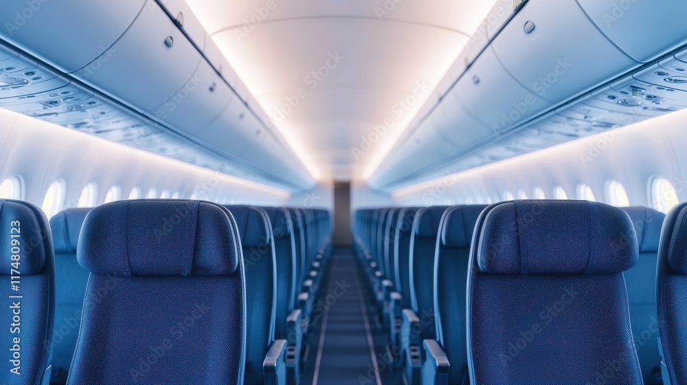 Fototapeta premium Modern Airplane Interior Featuring Stylish and Comfortable Seating Arrangement