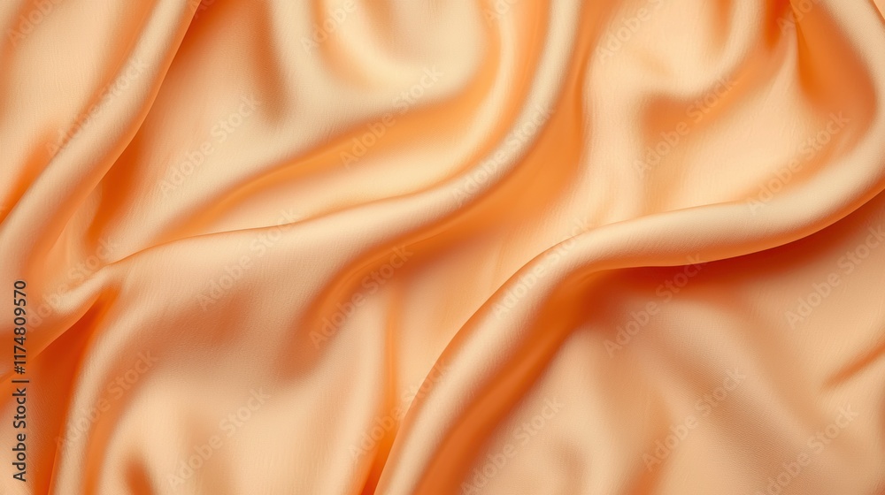 Obraz premium Elegant Waves of Peach Satin Fabric with Soft Textures and Luxurious Appeal