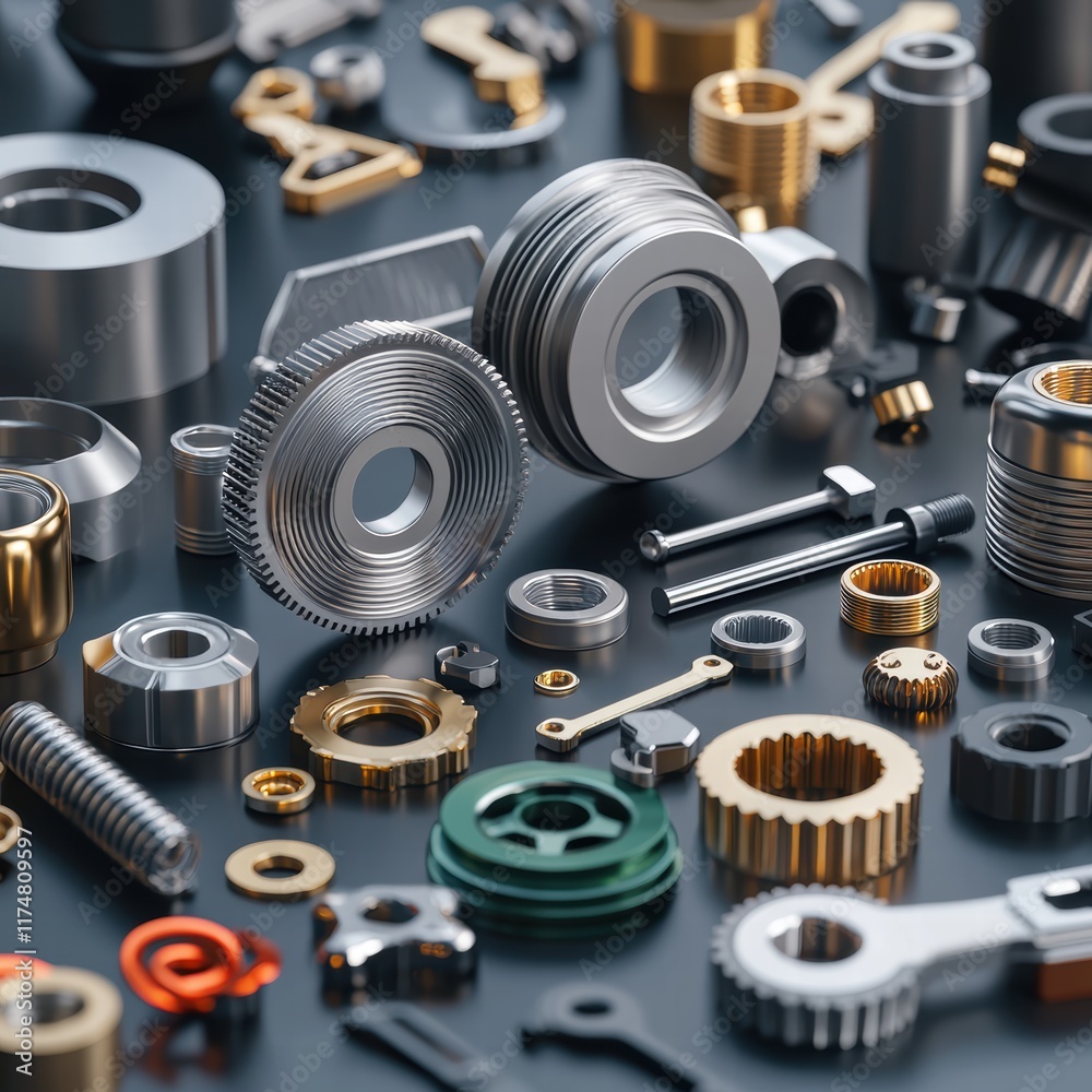 Diverse Collection of Metallic Mechanical Parts and Tools for Industrial Applications Diverse Collection of Metallic Mechanical Parts and Tools for Industrial Applications
