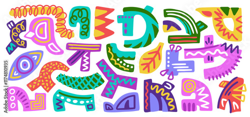 Hand drawn abstract doodle illustration. Sketchy Element Urban Color Shape