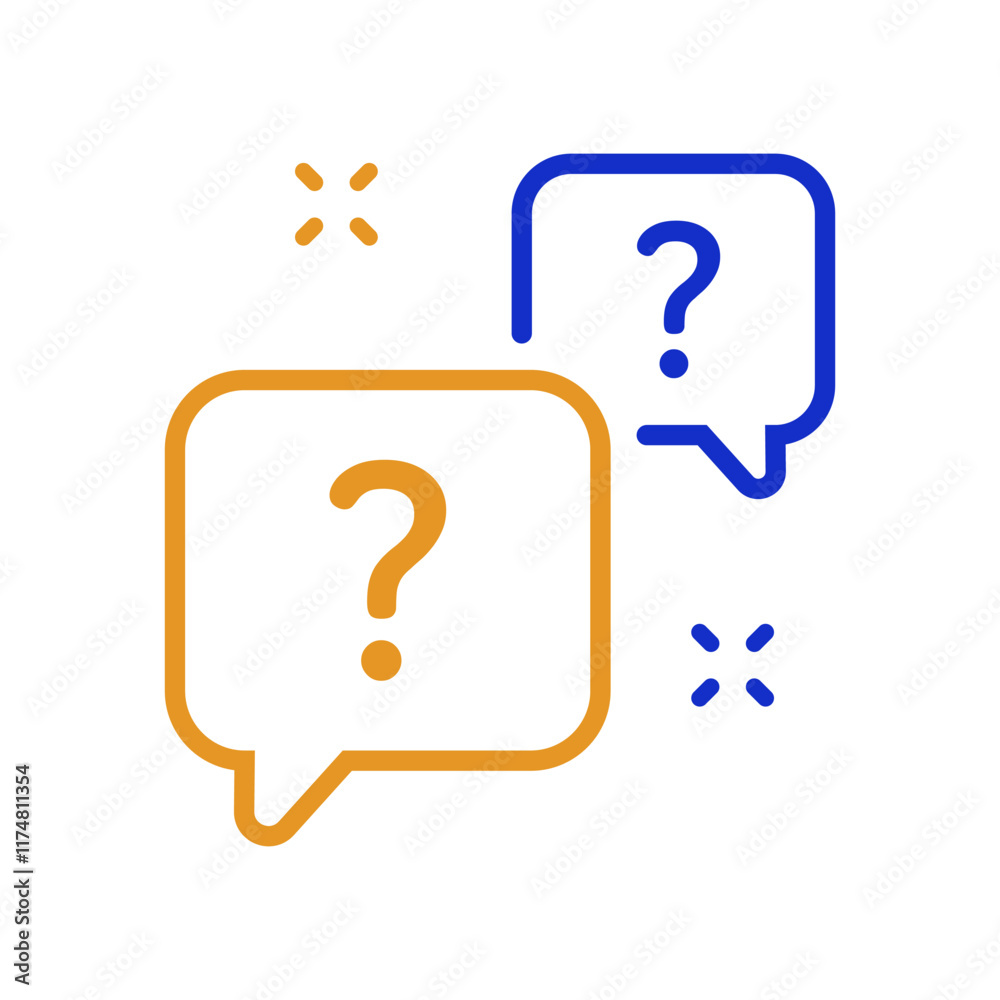 Question bubbles line icon. Ask help sign. Faq and QnA symbol Question bubbles line icon. Ask help sign. Faq and QnA symbol
