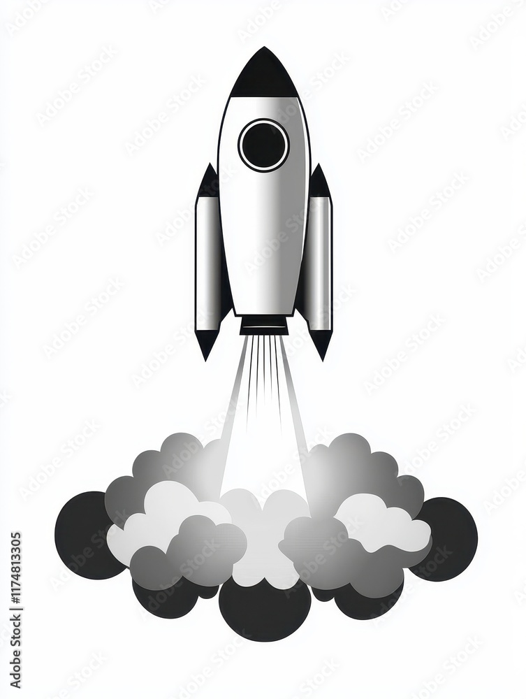 Sleek Rocket Launching into the Atmosphere with Dynamic Smoke Clouds Sleek Rocket Launching into the Atmosphere with Dynamic Smoke Clouds