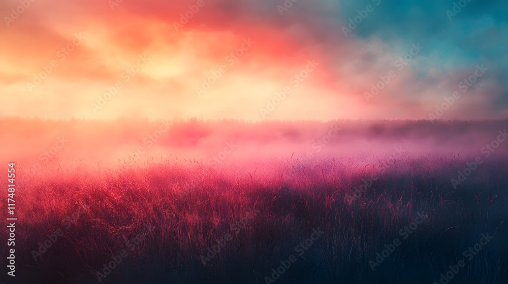 Mesmerizing Misty Meadow at Sunset Vibrant and Atmospheric Landscape with Glowing Sky Serene Field and Ethereal Fog or Mist Creating a Captivating and Dreamlike Scene Mesmerizing Misty Meadow at Sunset Vibrant and Atmospheric Landscape with Glowing Sky Serene Field and Ethereal Fog or Mist Creating a Captivating and Dreamlike Scene
