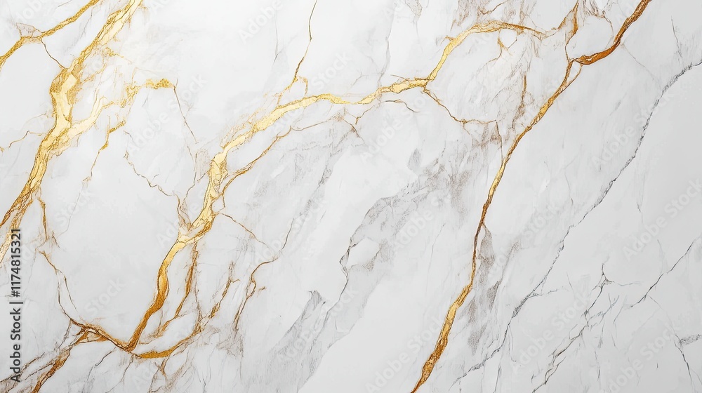 Fototapeta premium White Marble Texture With Golden Veins