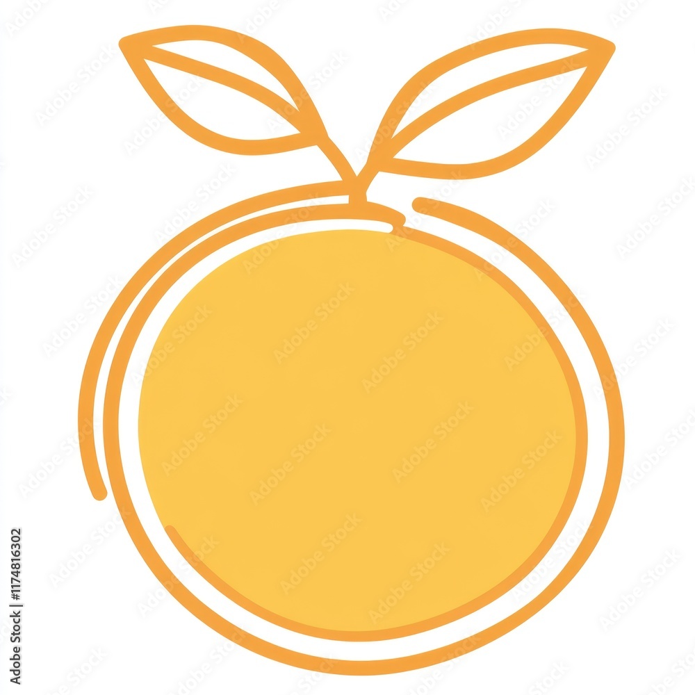Vibrant Orange Outline Icon Representing Eco-Friendly Fruit in Nature Vibrant Orange Outline Icon Representing Eco-Friendly Fruit in Nature