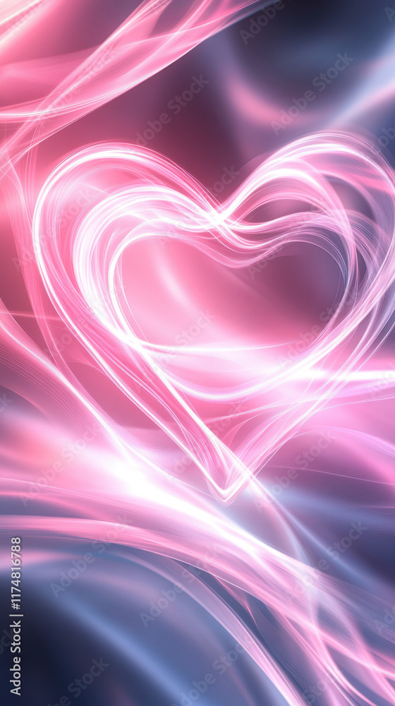 Glowing heart shape with vibrant pink and blue swirls Glowing heart shape with vibrant pink and blue swirls