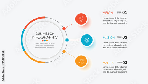 Mission vision values graphic design templateeps 10 on white background