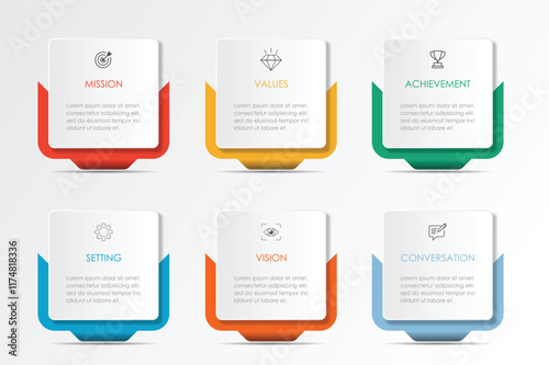 Mission vision values graphic design templateeps 10 on white background