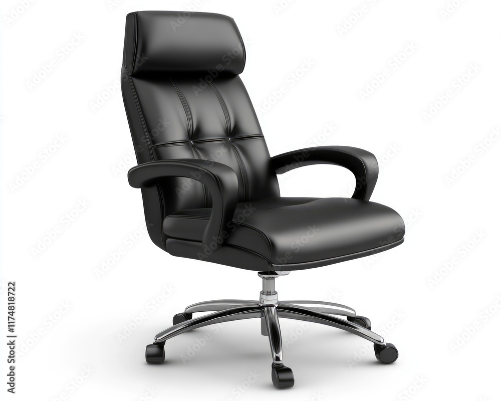 Sleek Black Office Chair Isolated on Clean White Background, Showcasing Adjustable Features from Different Angles Sleek Black Office Chair Isolated on Clean White Background, Showcasing Adjustable Features from Different Angles